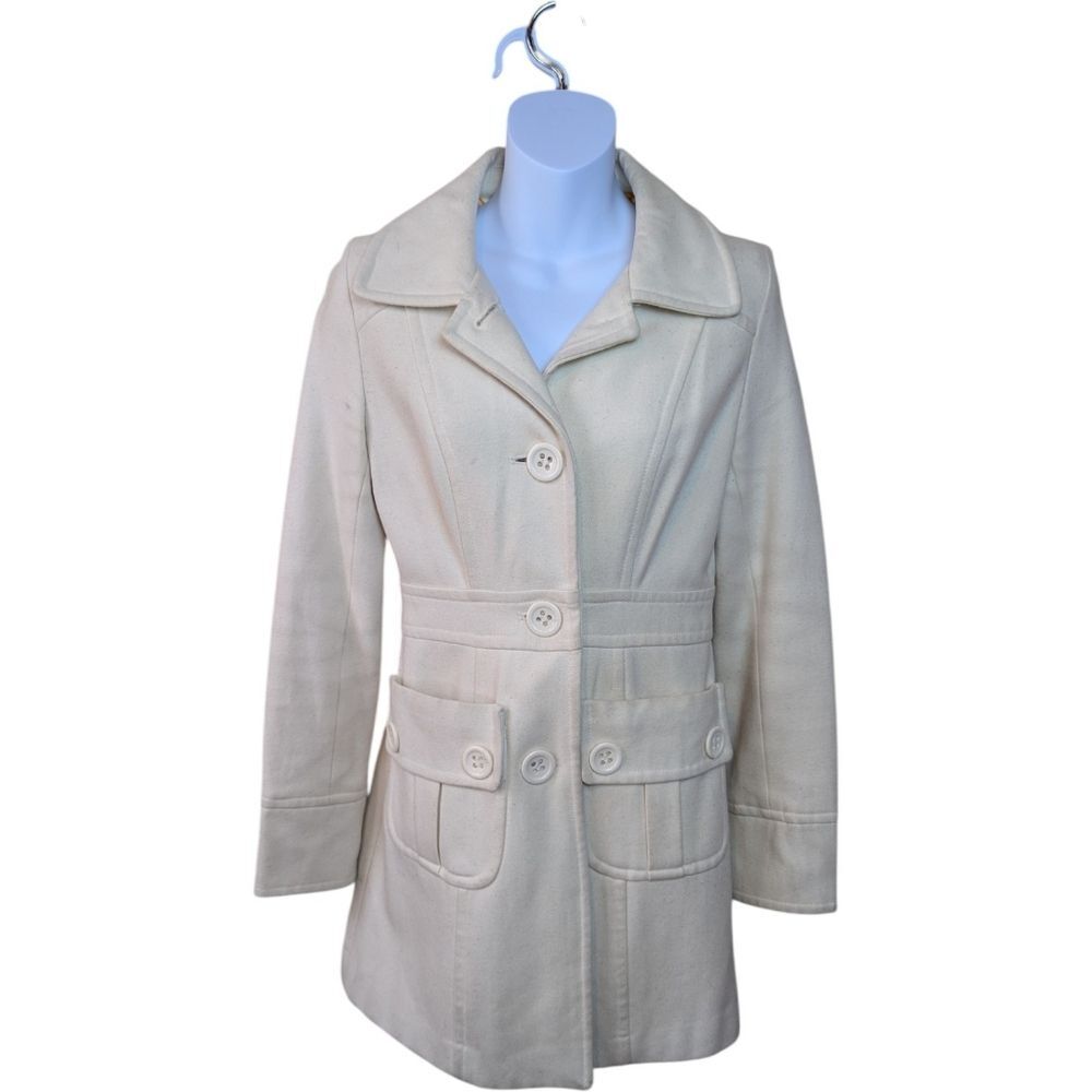 Tulle Wool Coat In Cream Size S